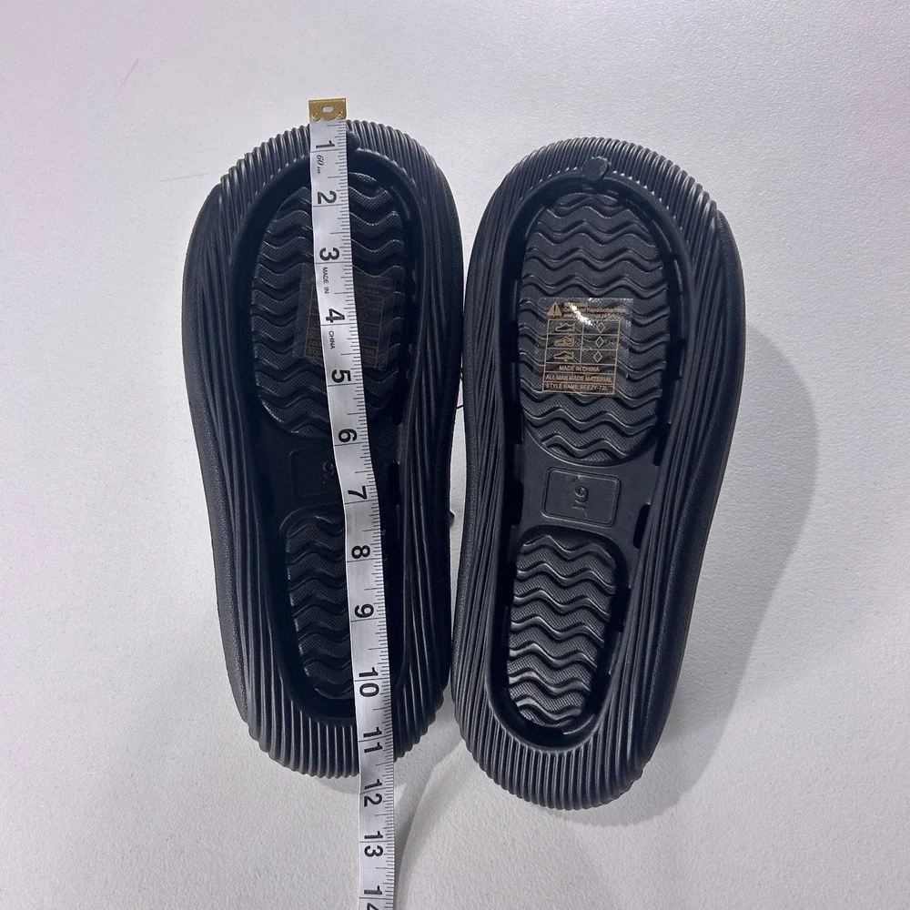 American Exchange Beezy-72L Men Black Ribbed Foam Cloud Slide Sandals Size 9 NEW